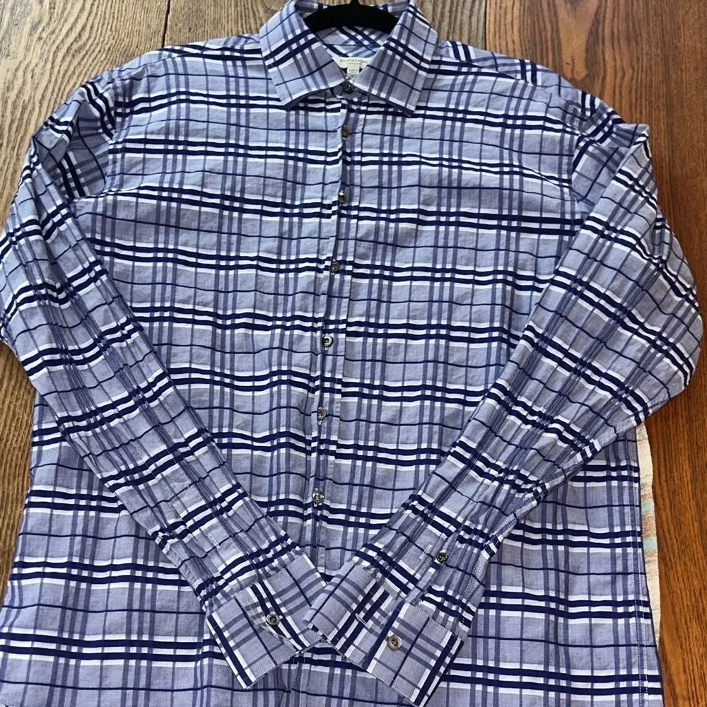 Burberry Novo Check in Midnight 🕛 Blue & Gray Plaid Button-Down Shirt